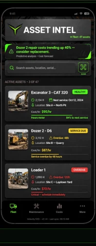 Asset Intel app mockup