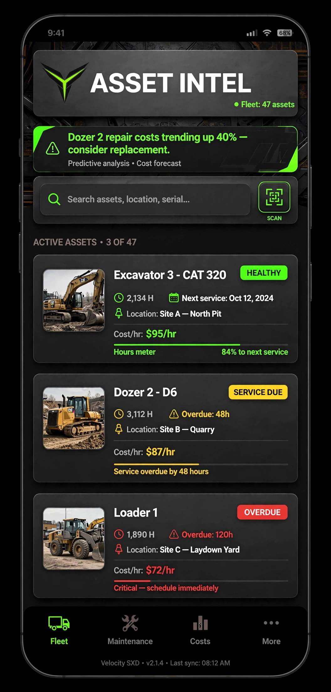 Asset Intel app mockup