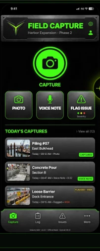Field Capture app mockup