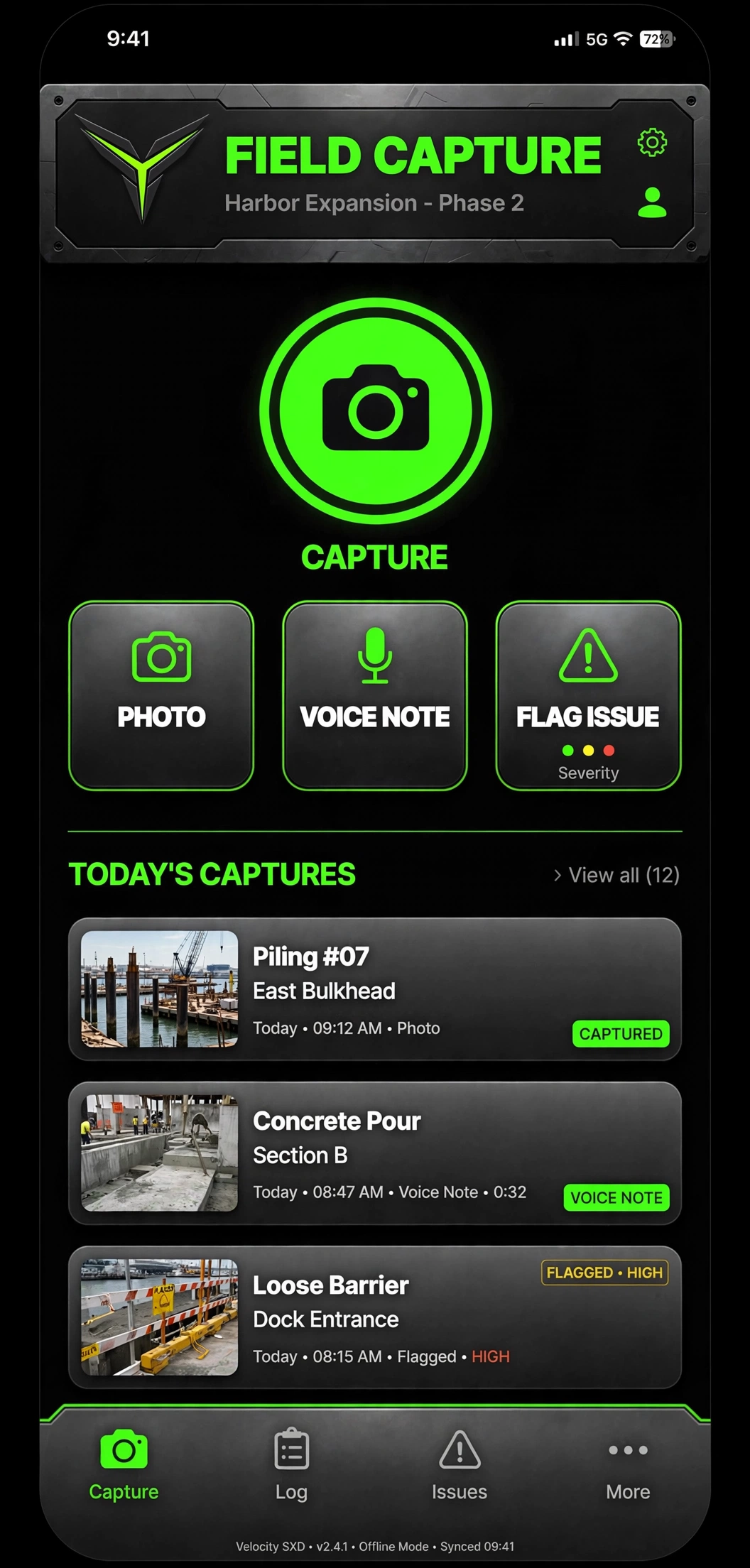 Field Capture app mockup