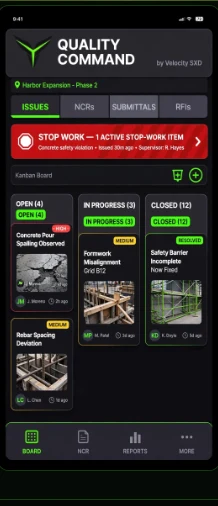 Quality Command app mockup