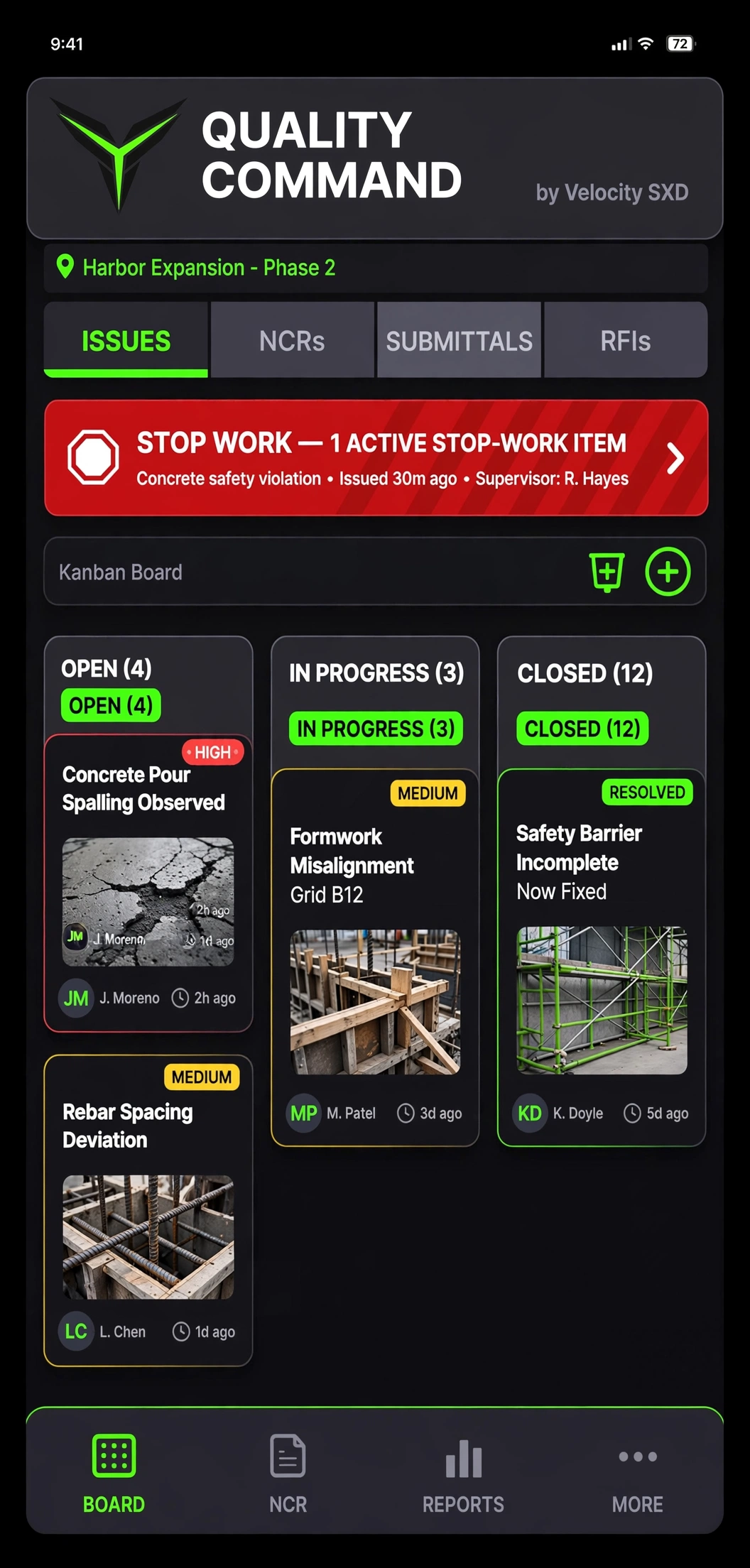 Quality Command app mockup